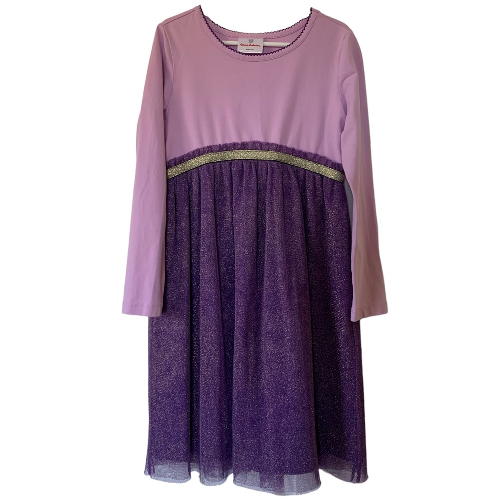 Hanna Andersson Size 130 (US 8) purple with gold metallic accent dress